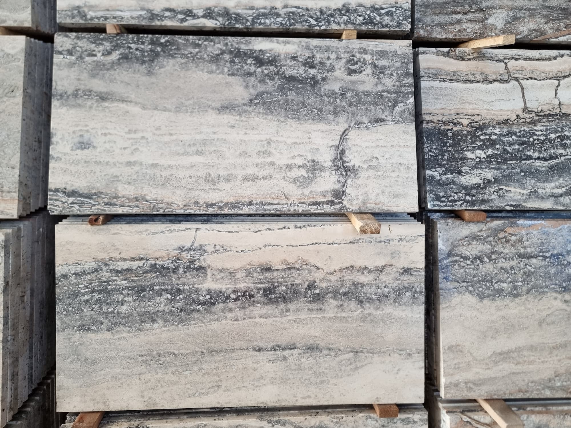 - The different colors and patterns of silver travertine