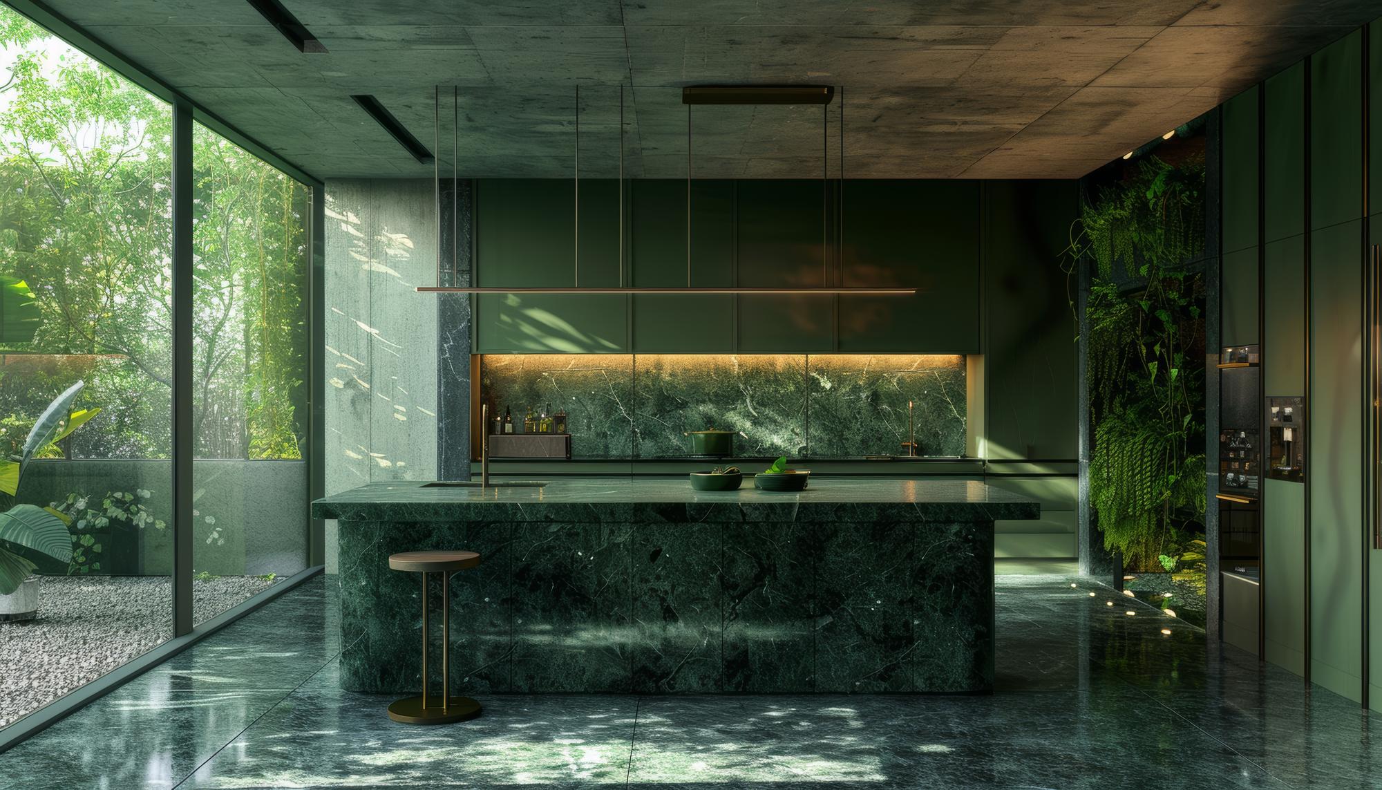 Types of Forest Green Granite Stones 2 minimalist-green-kitchen-interior-design-photography-showcasing-modern-elegant-space_937679-43725